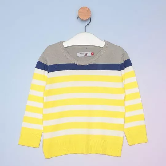 Suéter Listrado- Amarelo & Cinza
