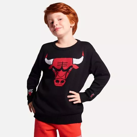 Suéter Chicago Bulls® Em Tricô- Preto & Vermelho