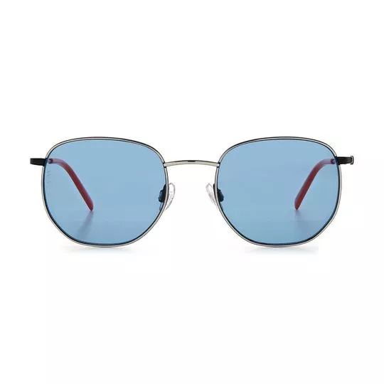 Óculos De Sol Arredondado- Azul & Prateado- M Missoni