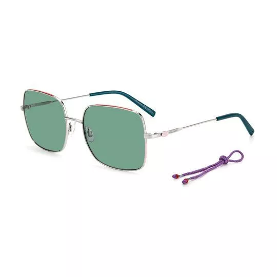 Óculos De Sol Quadrado- Verde & Prateado- M Missoni