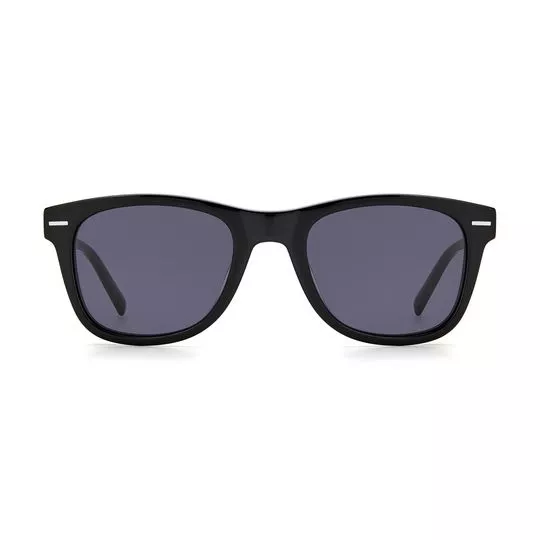 Óculos De Sol Retangular- Preto & Azul Escuro- Pierre Cardin
