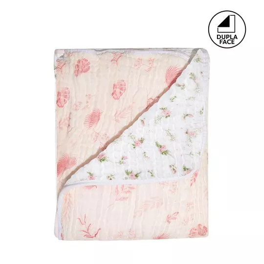 Cobertor Soft Bamboo Dupla Face- Rosa Claro & Rosa- 90x110cm- 116 Fios- Papi