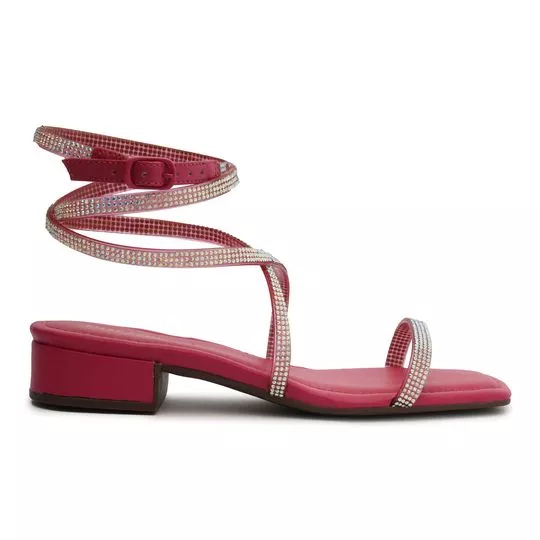 Sandália Com Termocolantes- Pink & Prateada- Salto: 4cm