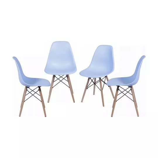 Jogo De Cadeiras Lisas Infantis- Azul Claro & Marrom Claro- 4Pçs- Or Design