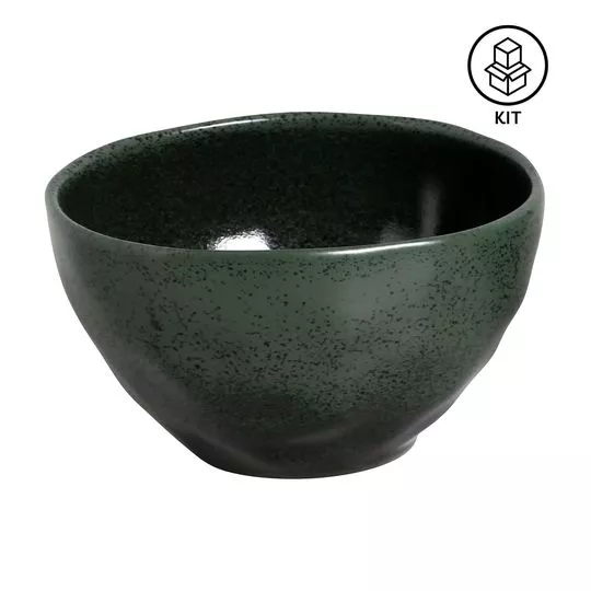 Jogo De Bowls Orgânico- Verde Escuro & Preto- 6Pçs- 558ml- Porto Brasil
