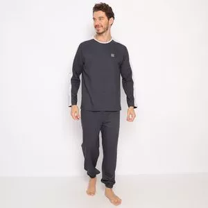 Pijama Em Mescla<BR>- Preto & Cinza<BR>- Danka Pijamas