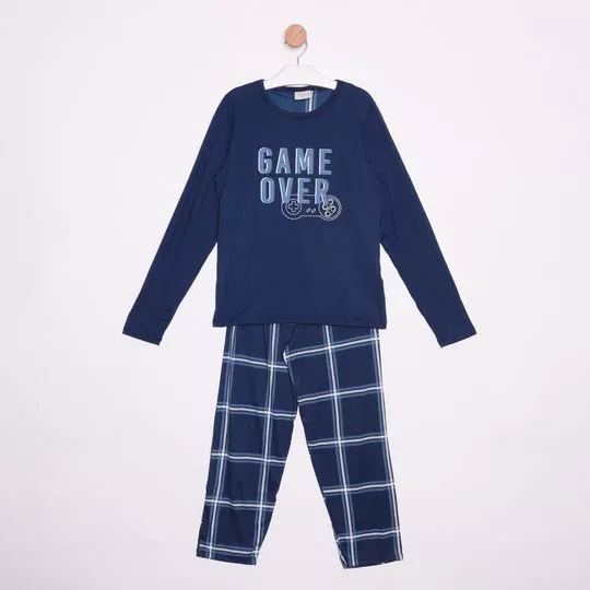 Pijama Game Over- Azul Marinho & Branco- Danka Pijamas