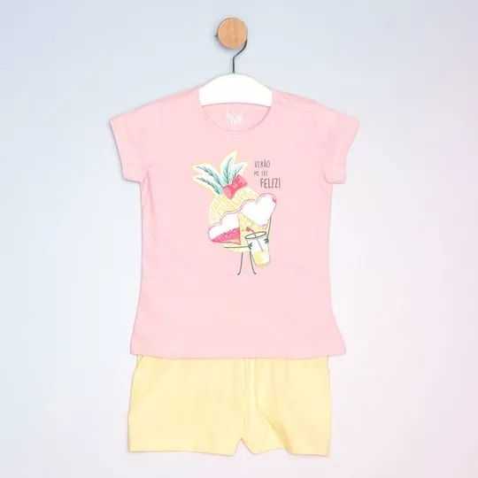 Pijama Abacaxi- Rosa Claro & Amarelo Claro- Bela Notte