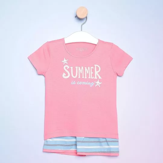 Pijama Summer Is Coming- Coral & Azul Claro- Bela Notte