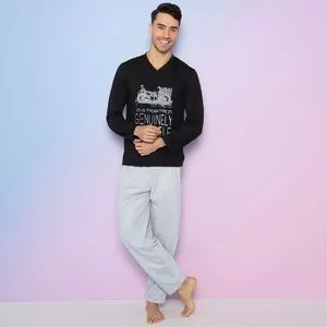 Pijama Genuinely Versatile<BR>- Preto & Cinza Claro<BR>- Zulai