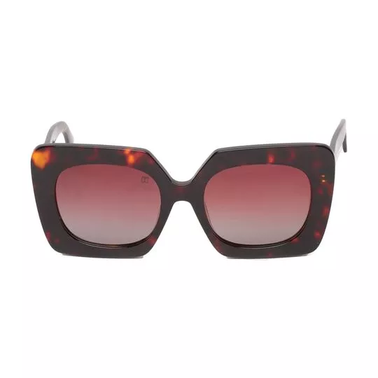 Óculos De Sol Quadrado- Marrom Escuro & Marrom