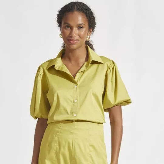 Camisa Com Franzidos- Verde Limão