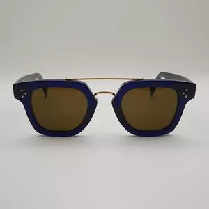 Óculos De Sol Arredondado<BR>- Azul Escuro & Marrom<BR>- Celine