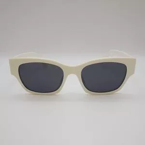 Óculos De Sol Retangular<BR>- Branco & Preto<BR>- Celine