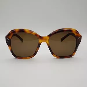 Óculos De Sol Arredondado<BR>- Marrom & Amarelo<BR>- Celine