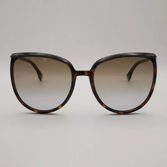Óculos De Sol Arredondado- Marrom Escuro & Marrom- Fendi