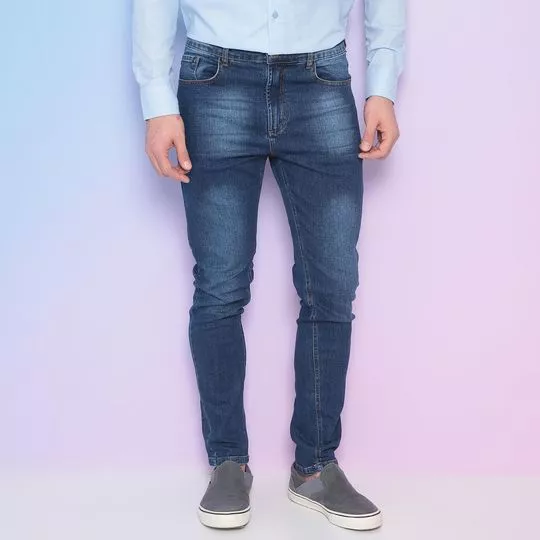 Calça Jeans Skinny Com Bolsos- Azul Escuro- AD Fashion