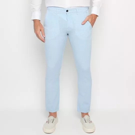 Calça Chino Com Bolsos- Azul Claro- AD Fashion