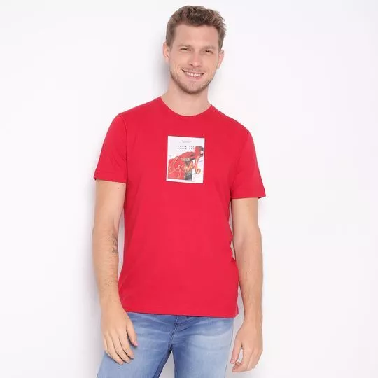 Camiseta Com Inscrições- Vermelha & Branca- Forum