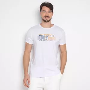 Camiseta California<BR>- Branca & Laranja<BR>- Club Polo Collection
