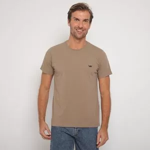 Camiseta Com Bordado<BR>- Bege<BR>- Club Polo Collection
