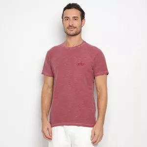Camiseta Com Bordado<BR>- Bordô<BR>- Club Polo Collection