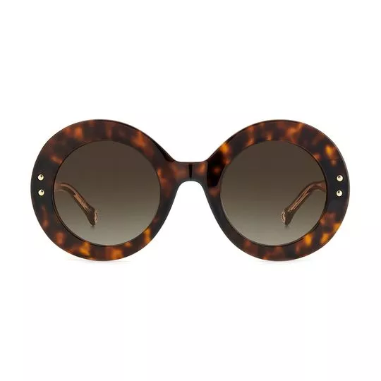 Óculos De Sol Redondo- Marrom Escuro & Laranja- Carolina Herrera
