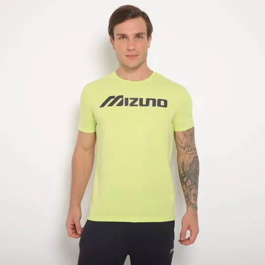 Camiseta Mizuno®- Verde Limão & Cinza Escuro