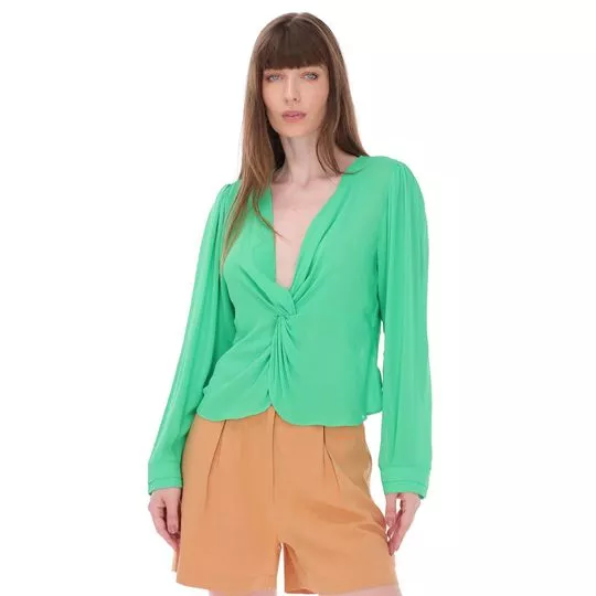 Blusa Com Franzidos- Verde