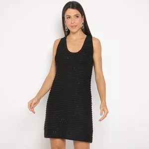 Vestido Curto Textura<BR>- Preto