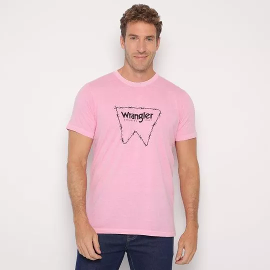 Camiseta Wrangler®- Rosa Claro & Preta- Uccelli