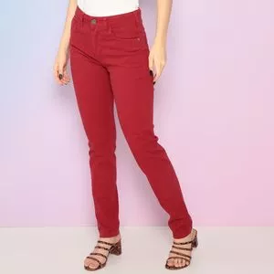 Calça Skinny Com Recortes<BR>- Vermelha