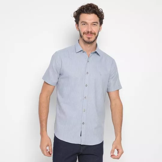 Camisa Slim Fit Oxford Texturizada- Azul Claro