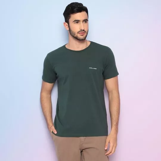 Camiseta Com Bordado- Verde Escuro