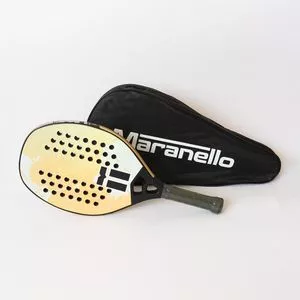 Raquete Para Beach Tennis 3K Carbon<BR>- Dourada & Preta<BR>- 50x2,2cm<BR>- Maranello
