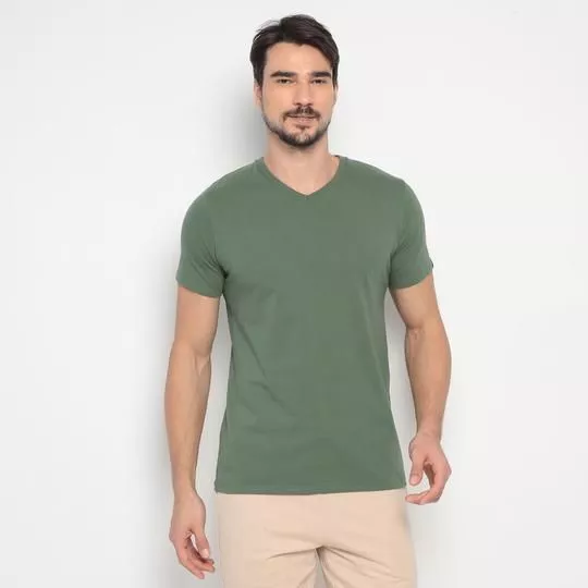 Camiseta Com Recortes- Verde Oliva- Enfim