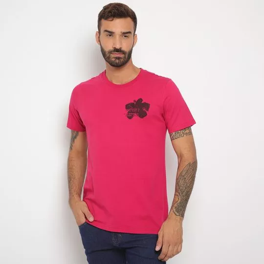 Camiseta Com Inscrição- Pink & Preta- Enfim