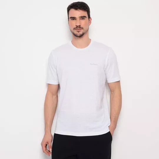 Camiseta Careca Listrada- Branca & Bege Claro