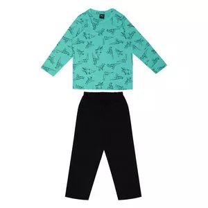 Pijama Dinos<BR>- Verde Água & Preta<BR>- Select