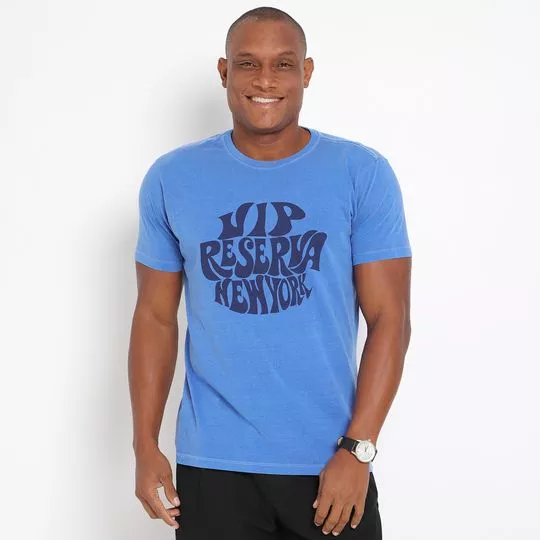 Camiseta Com Inscrições- Azul Royal & Azul Marinho