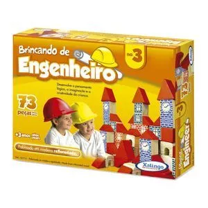 Brinquedo Brincando De Engenheiro<BR>- Azul & Amarelo<BR>- 73Pçs<BR>- Xalingo