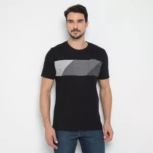 Camiseta Com Listras<BR>- Preta & Branca