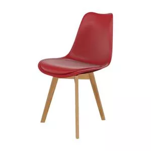 Cadeira Saarinen Wood<BR>- Vermelho Escuro & Bege Claro<BR>- 80x49x53cm<BR>- Seat & Co