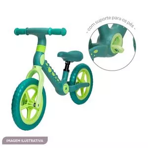 Bicicleta De Equilíbrio Dino<BR>- Azul Turquesa & Verde