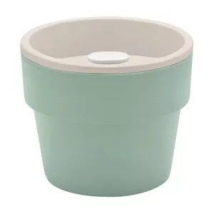 Vaso Autoirrigável<BR>- Verde Claro & Bege Claro<BR>- 10,2xØ12,5cm<BR>- 400ml