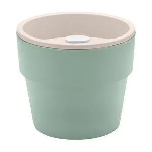 Vaso Autoirrigável<BR>- Verde Claro & Bege Claro<BR>- 12,7xØ14,7cm<BR>- 500ml