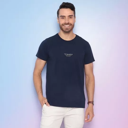 Camiseta Vip Reserva®- Azul Marinho & Bege Claro