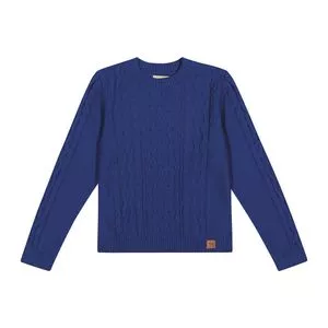 Suéter Em Tricô<BR>- Azul