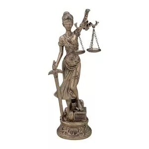 Escultura Decorativa Dama Da Justiça<BR>- Bronze<BR>- 30x11,5x8cm