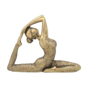 Escultura Decorativa Mulher Yoga<BR>- Dourada<BR>- 15,5x20,5x5cm<BR>- Mabruk